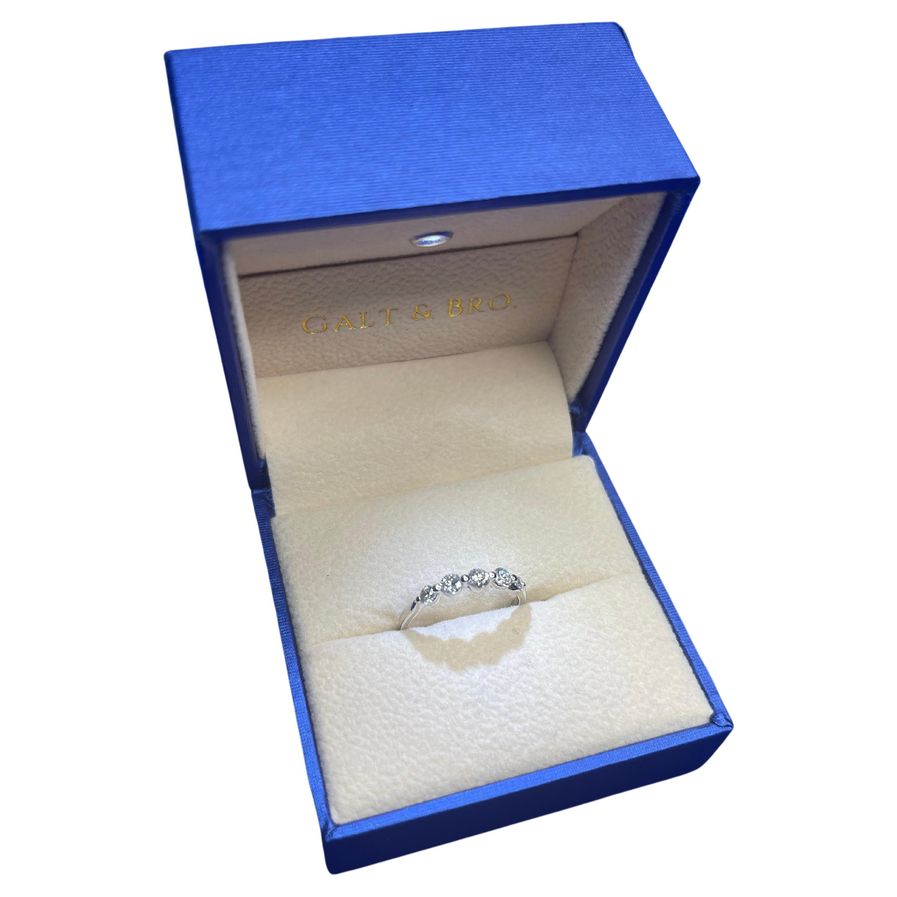 Round Cut 0.50 Carat Diamond Thin Small Stackable Dainty Line Half Band White Gold Ring For Sale
