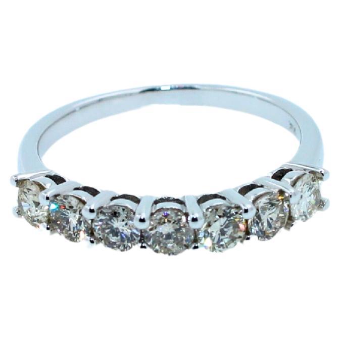 Diamond Classic Stack Eternity Wedding Anniversary Band 14 Karat White Gold Ring For Sale