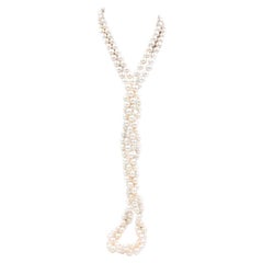 Collier de luxe classique en perles Akoya de culture japonaise blanches de 30 pouces de long