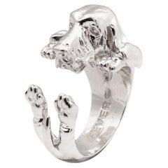 925 Sterling Silver Dog Puppy Animal Nature Basset Hound Unique Open Hug Ring
