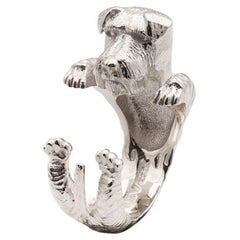 925 Sterling Silver Dog Puppy Animal Nature Cute Schnauzer Statement Open Ring
