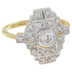 Diamant-Verlobungsring im Art-Deco-Stil aus zweifarbigem Gold