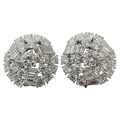 Boucheron Diamond Round & Baguette 18K White Gold Vintage Statement Earrings