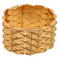 Italian 18K Rosey Yellow Gold Pyramid Link Bracelet, Circa 1960s-1970s