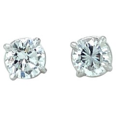 Platinum Diamond Stud Earrings, GIA Certified, 1.10 Carats, VS1