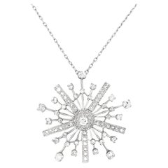 Mid-Century Diamond Snowflake Starburst Platinum Pendant, Circa 1950s