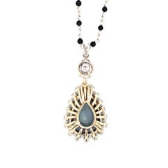 Black Opal & Diamond 18K White Gold Pendant, 4.5ct, 1950s
