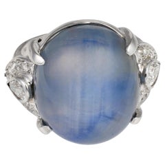 Art Deco Star Sapphire & Diamond Platinum Ring, 36ct, Circa 1930s