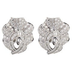 Mid-Century Adler Pavé Diamond Earrings, 7 Carats, 18K White Gold
