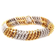 Diamond Two-Tone 18K Gold Flexible Bracelet, Circa 1960s