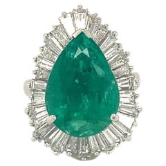 Mid-Century Emerald and Diamond Convertible Ring/Pendant, Platinum, Circa 1950s