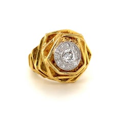Diamond Stacked Gold Cocktail Ring, Circa 1970s