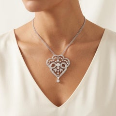 Edwardian Diamond Heart Pendant/Brooch, 14K White and Yellow Gold, Circa 1910