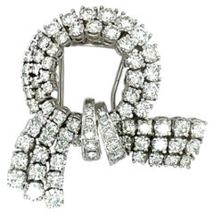 Mid-Century Diamond Wreath Brooch and Pendant, 13.05ct, 14K White Gold and Plati
