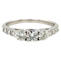 Three-Stone 0.43ct Diamond Ring in 14K White Gold, Graduated Round Brilliants