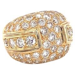 1970s Pavé Diamond Bombé Ring in 14K Yellow Gold, 5.50ct Total Weight