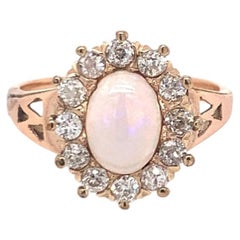 White 1.0ct Opal & 0.75ct Diamond 14K Gold Ring, Circa 1960s