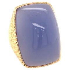Anello da cocktail in calcedonio color lavanda e oro 18 carati, 55 carati, intorno agli anni ’60
