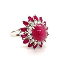 Mid-Century Cat's Eye 5.34ct Tourmaline White Gold Cocktail Ring