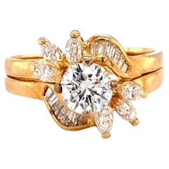 0.61ct Diamond Cocktail Ring in 18K Yellow Gold with Marquise and Baguette Accen
