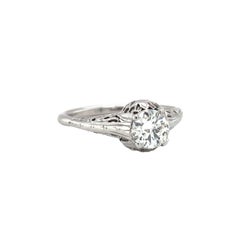 Art Deco 1930s Diamond Solitaire Ring, 0.70ct Old European Cut, 10K White Gold F