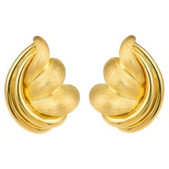 Henry Dunay Sabi Finish Ear Clips in 18K Gold, circa 1970s