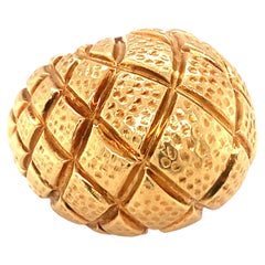 Textured Honeycomb 22K Gold Dome Ring, Circa 1960s