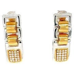 18K Two-Tone Gold 1.2ct Diamond Link Dangle Earrings