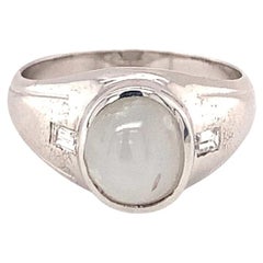 Mid-Century Gray Star 4.0ct Sapphire Ring in 14K White Gold, Circa 1950s