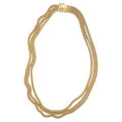 Three-Row Spiga Link Chain Necklace, 18K Gold, Circa 1970s