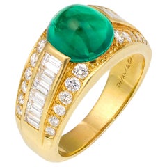 GIA Tiffany & Co. Anello con diamante cabochon Sugarloaf da 3,15 carati in stile smeraldo, in oro 18 carati