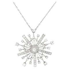 Mid-Century Diamond Snowflake Platinum Pendant