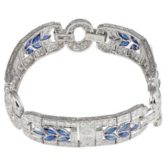 Art Deco Platinum Diamond and Sapphire Bracelet