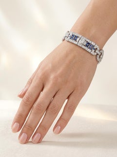 Art Deco Platinum Diamond and Sapphire Bracelet