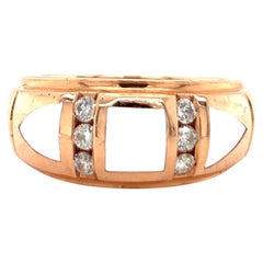 Vintage 1970s Mabe Pearl and Diamond 14K Rose Gold Ring