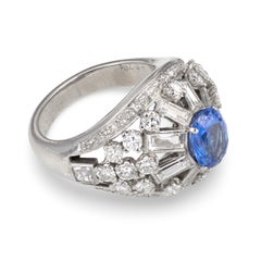 Mauboussin Sapphire and Diamond Platinum Dome Ring, Circa 1950s
