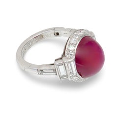 No-Heat Burmese Star Ruby Ring, AGL-Certified 11ct, Art Deco Platinum Setting
