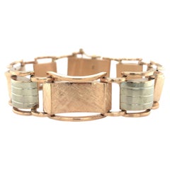 Retro Two-Tone Gold Gate Link Bracelet in 14K, circa 1940s