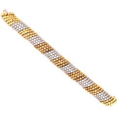 Diamond Two-Tone 18K Gold Flexible Bracelet, Circa 1960s