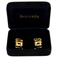 Tiffany & Co. Open Basketweave Gold Hoop Earrings, circa 2002
