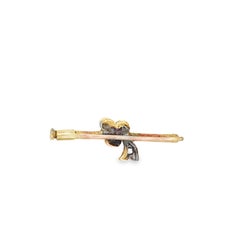 Victorian 10K Yellow Gold Pearl and 0.04ct Diamond Bar Pin, Circa 1890s