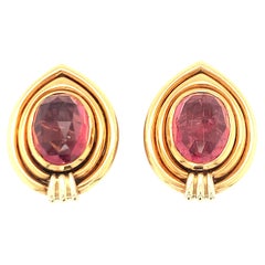 G. Petochi Rome Pink Tourmaline Earclips, 12 Carats, 18K Gold