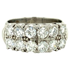 2.18ct Diamond Band Ring in 14K White Gold, Two-Row Pavé, Circa 1970s