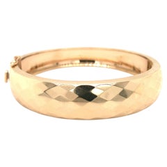 Faceted Hinged Bangle Bracelet in 14K Gold, circa 1970s