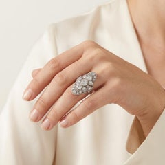 Art Deco Diamond Filigree Platinum Ring, 0.8ct, Handmade, 1920s
