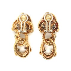 0.5ct Diamond-Set Rope Knot Drop Earrings, circa 1960s