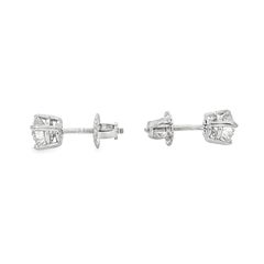 Diamond Stud Earrings, 1 Carat Total, 14K White Gold