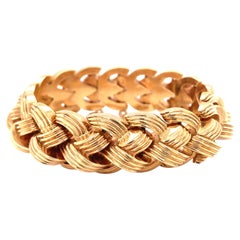 Woven Braid Link Bracelet in 14K Rose Toned Yellow Gold, circa 1940s