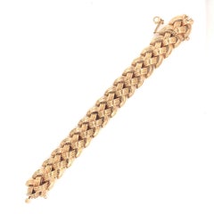 Woven Braid Link Bracelet in 14K Rose Toned Yellow Gold, circa 1940s