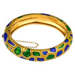 Enamel Mosaic Bangle in 14K Gold by Martin, circa 1970s